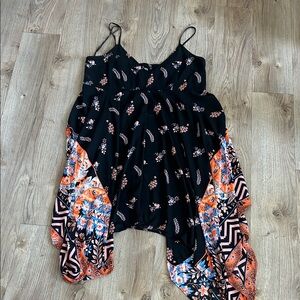 Express Black and Orange Midi Dress